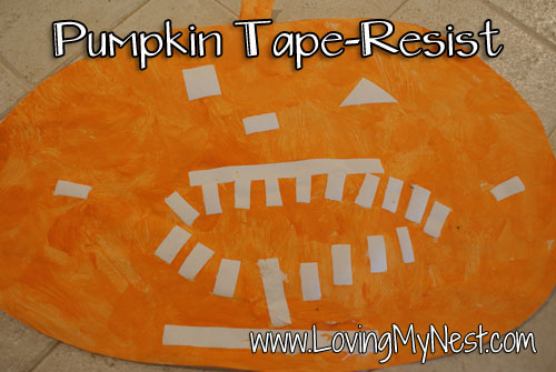 Tape-Resist Pumpkin Painting