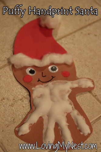 Puffy Hand Print Santa Craft