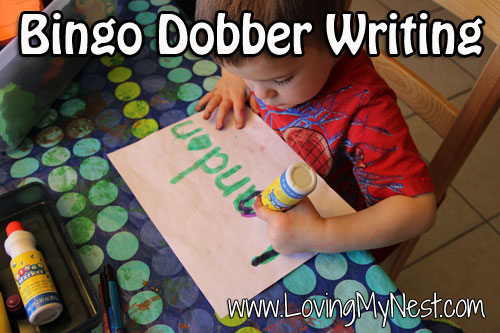Name writing with bingo dobbers